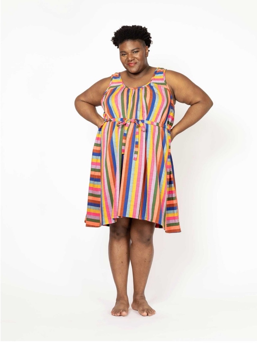 Ace & Jig Multi-Color Striped Sleeveless Summer dress in Gem Swing Spin small